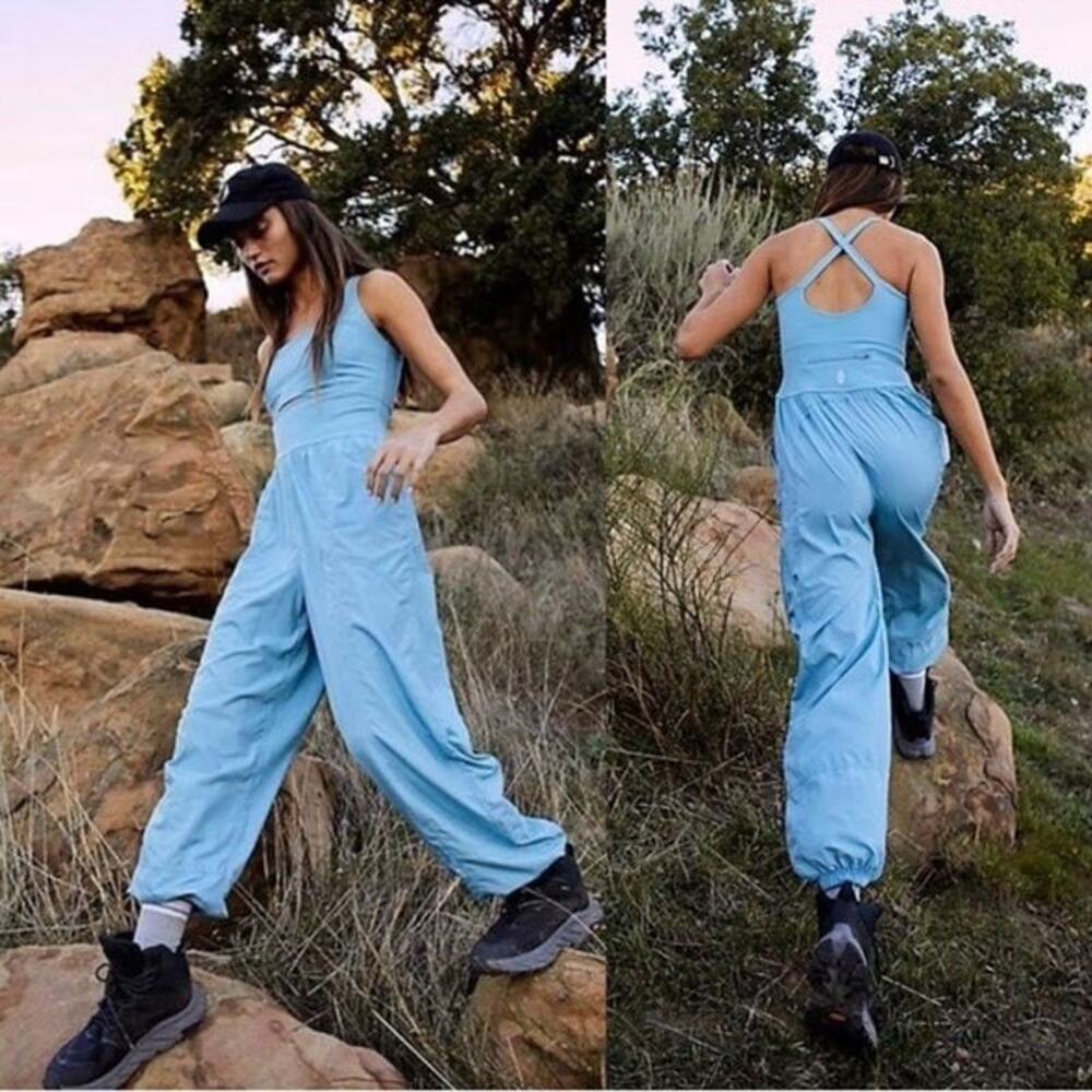 Free People Runsie Relaxed Jumpsuit Blue Size Small